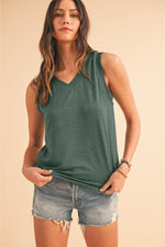 Black Contrast Trim V-Neck Loose Fit Tank Top