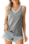 Black Contrast Trim V-Neck Loose Fit Tank Top