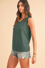 Black Contrast Trim V-Neck Loose Fit Tank Top