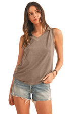 Black Contrast Trim V-Neck Loose Fit Tank Top