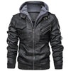  Pu Leather Windbreaker Hooded Winter Motorcycle Jacket