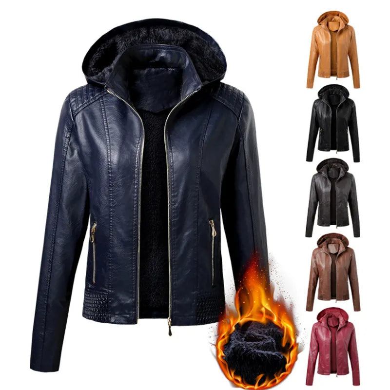  Winter PU Leather Coat 