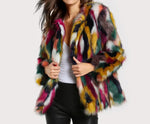 Contrast Multi color Faux Fur Coat 