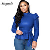 Women Long Sleeve Pu Leather Blouse