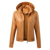 2023 New Arrival Autumn Winter PU Leather Coat Women Fashion Hooded