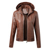 2023 New Arrival Autumn Winter PU Leather Coat Women Fashion Hooded