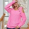 square neck off shoulder long-sleeve twisted sweater