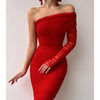 Mesh Patchwork One-Shoulder Sexy Backless Dresses