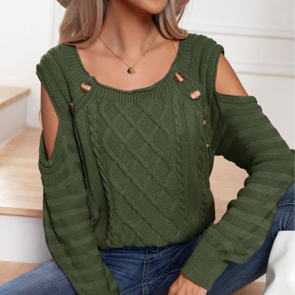 off shoulder long-sleeve twisted sweater