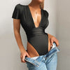 Women Short Sleeve Ruched Bodysuit