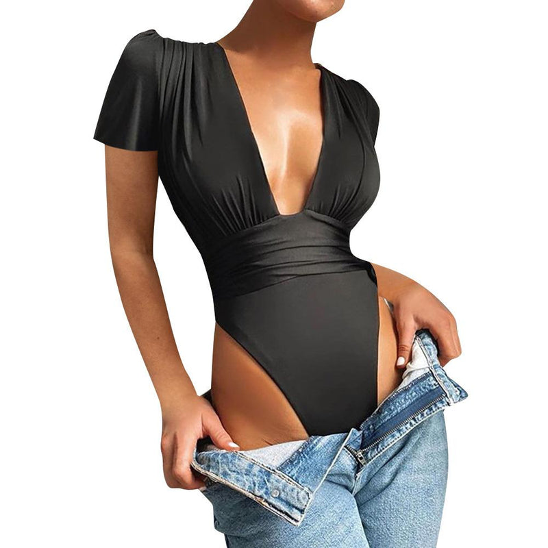  Short Sleeve Ruched Bodysuit