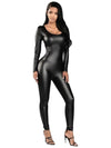 Elastic PU Leather Long Sleeve Tights Cosplay Bodysuit