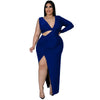 Sexy Curvy Hollow Out Solid  V Neck Elegant Dress