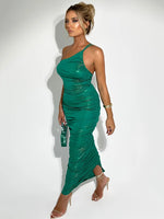  One Shoulder Strapless Backless Bodycon Maxi Dress 