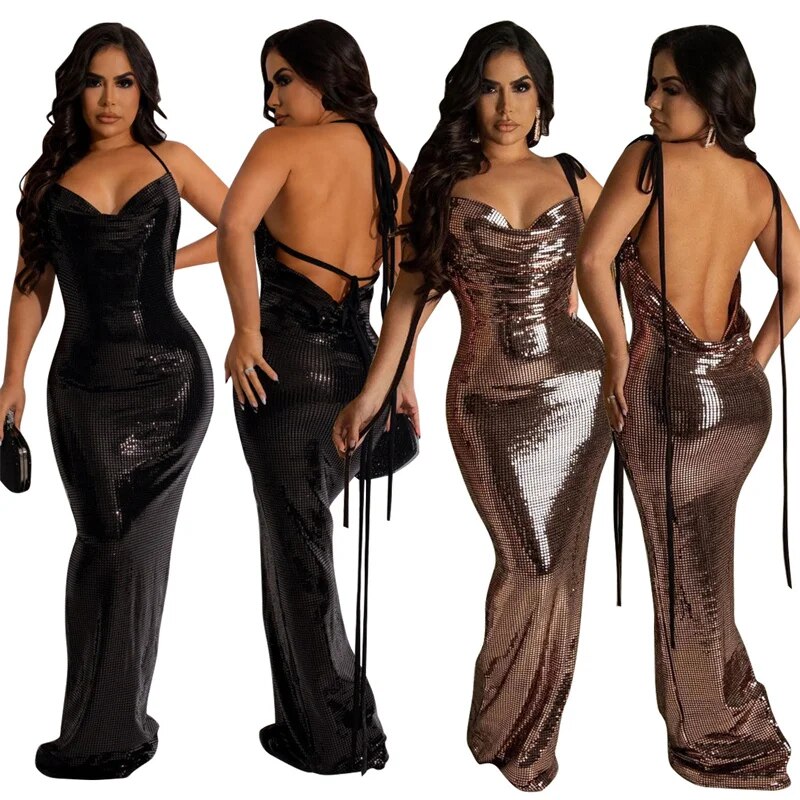 Sexy Metallic Shiny Party Evening Dresses 