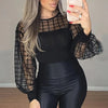 New Women See-through Grid Mesh Top