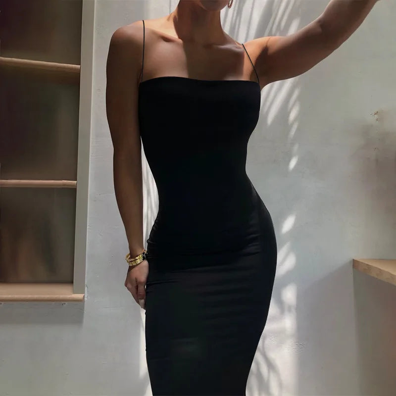  Backless Summer Black Sexy Dress