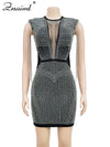 Mesh Sheer Patchwork Sparkly Dress