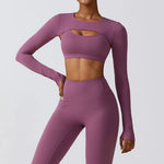 Sports Camisole Yoga Long Sleeved Shawl Top Gym Set