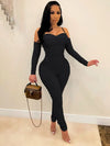 Women 2023 Autumn Winter Solid Sexy Long Sleeve Sling Jumpsuit