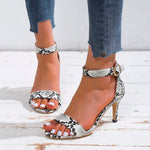 New Women's Sexy Snake Print High Heels  Sandals