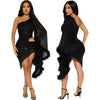 Sexy One Shoulder Sequin Feather Party Prom Bodycon Mini Dress