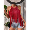 Sexy Women Summer Solid Color Tassel Tank Tops