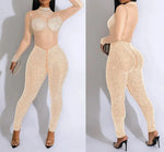 Solid Color Mesh Jumpsuit