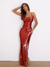 Strap Elegant Backless Sexy Split Sequins Dress