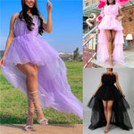 Women's High Low Tulle Off Shoulder Strapless Dress