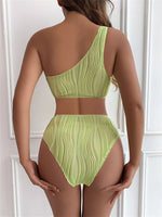  Ribbed One Shoulder One Piece Swimsuits