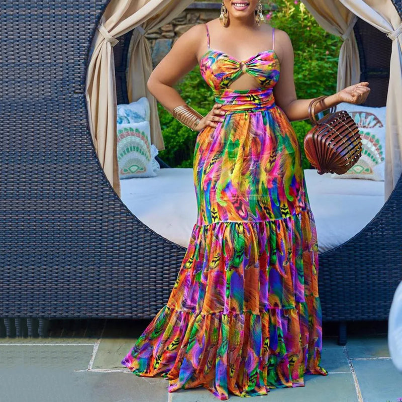  Dashiki Summer Spaghetti Strap Dresses