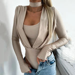 Women Summer Elegant Long Sleeve Slim Bodysuit