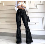 Elegant High Waist Hip Lifting Lace up Bell-bottoms