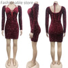 Women Long Sleeve Mesh Halter Sequined Slim High Waist Bodycon Dress