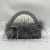 Pearl Bead With Ostrich Feather Fur Designer Bag