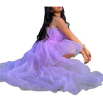 Women's High Low Tulle Off Shoulder Strapless Dress