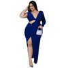 Women Sexy Curvy Hollow Out Solid  V Neck Elegant Dress