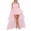 Women's High Low Tulle Off Shoulder Strapless Dress