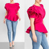 Women Layers Petal Sleeves Elegant Blouse