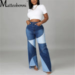 Women Patchwork Straight Denim Jeans