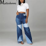 Women Patchwork Straight Denim Jeans