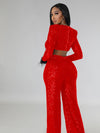 red elegant jumpsuit