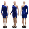 Women Feather Sequins Sexy One Shoulder Dresses