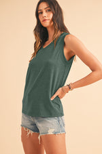 Black Contrast Trim V-Neck Loose Fit Tank Top