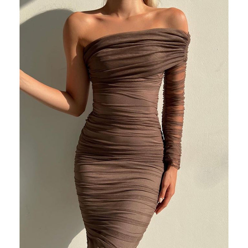  One-Shoulder Sexy Backless Dresses