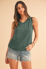 Black Contrast Trim V-Neck Loose Fit Tank Top