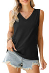 Black Contrast Trim V-Neck Loose Fit Tank Top