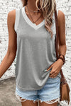 Black Contrast Trim V-Neck Loose Fit Tank Top