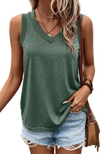 Black Contrast Trim V-Neck Loose Fit Tank Top